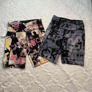 Calvin Klein Biker Shorts 2 High Waist‎ Activewear Gym Small all over graphic